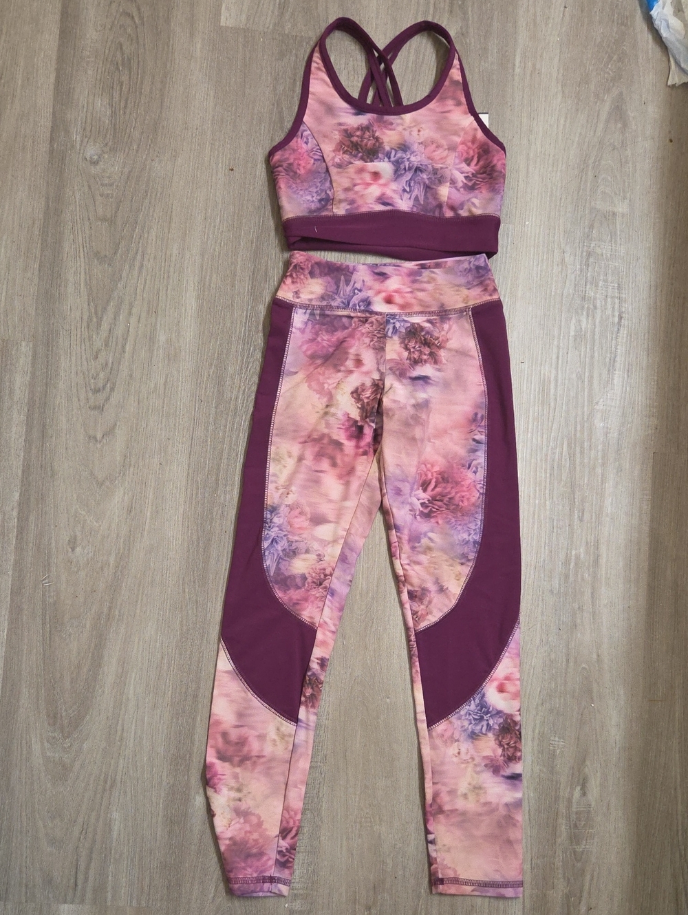Marchesa Pink Floral & Plum High-Waist Leggings